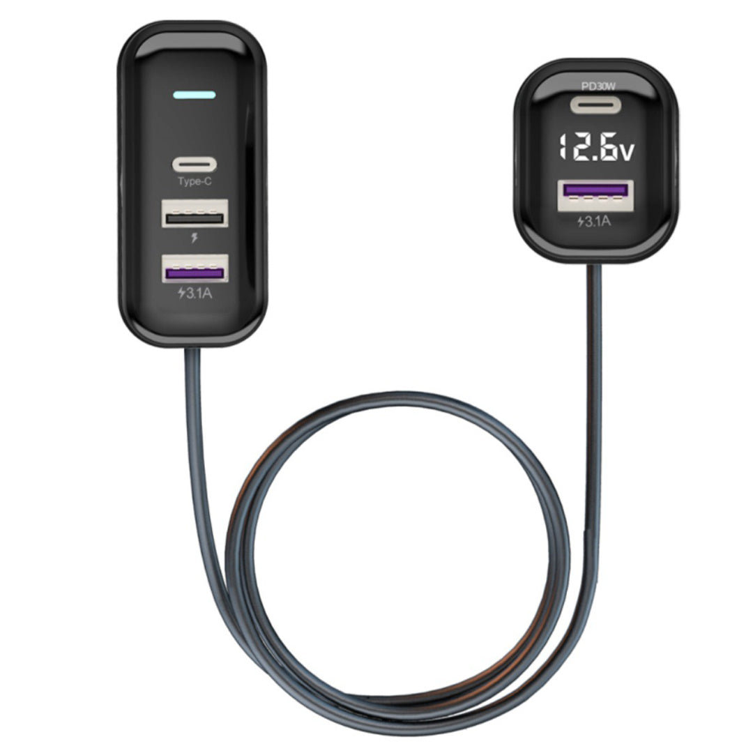 YQ6 PD 30W Fast Charging 2 Type-C + 3 USB Car Charger with 1.5m Extension Wire for iPhone Huawei YQ6 PD 30W Fast Charging 2 Type-C + 3 USB Car Charger with 1.5m Extension Wire for iPhone Huawei